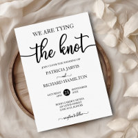 We Are Tying The Knot Chic Calligraphy Wedding