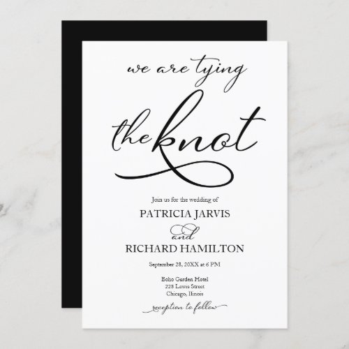 We Are Tying The Knot Elegant Script Wedding Invitation