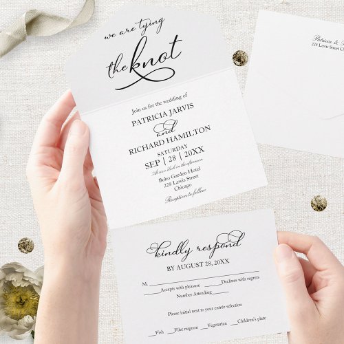 We Are Tying The Knot Elegant Wedding All In One Invitation