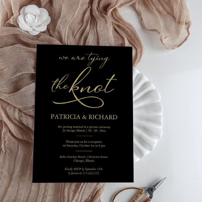 We Are Tying The Knot Gold Foil Script Wedding Invitation (Creator Uploaded)