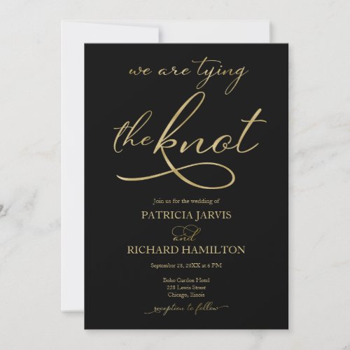 We Are Tying The Knot Gold Foil Script Wedding Invitation