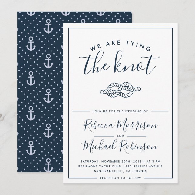 We Are Tying The Knot Nautical Wedding Invitation (Front/Back)