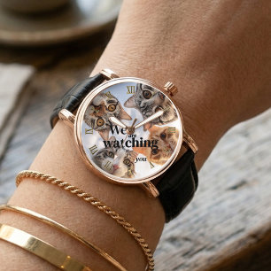 We Are Watching You Funny Cats Custom Watch
