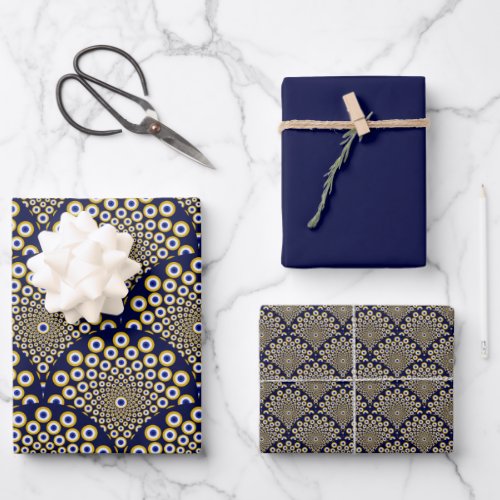 We Are Watching You Navy And Gold Art Deco Wrapping Paper Sheets