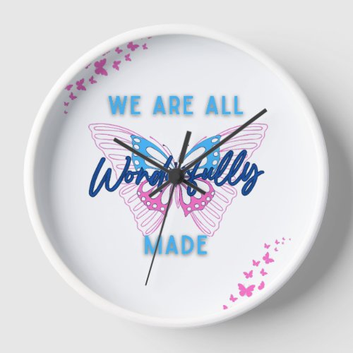 We are Wonderfully Made with Butterflys Clock