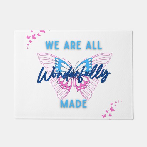 We are Wonderfully Made with Butterflys Doormat