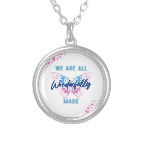 We are Wonderfully Made with Butterflys Silver Plated Necklace