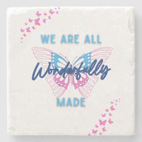 We are Wonderfully Made with Butterflys Stone Coaster