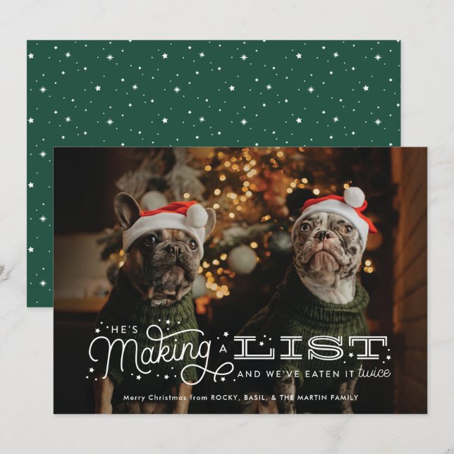 We ate the naughty list Funny Dog Christmas Card (Front/Back)