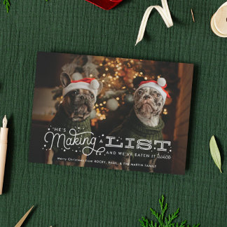 We ate the naughty list Funny Dog Christmas Card