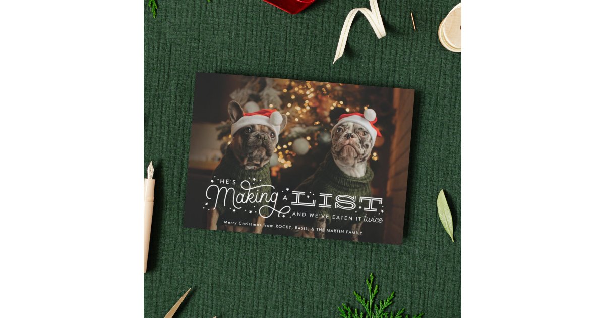 We ate the naughty list Funny Dog Christmas Card | Zazzle