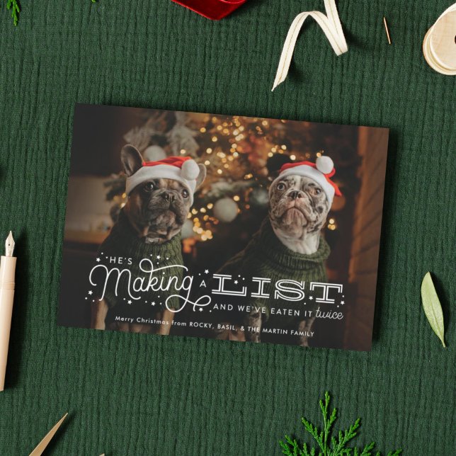 We ate the naughty list Funny Dog Christmas Card (funny pet christmas cards)