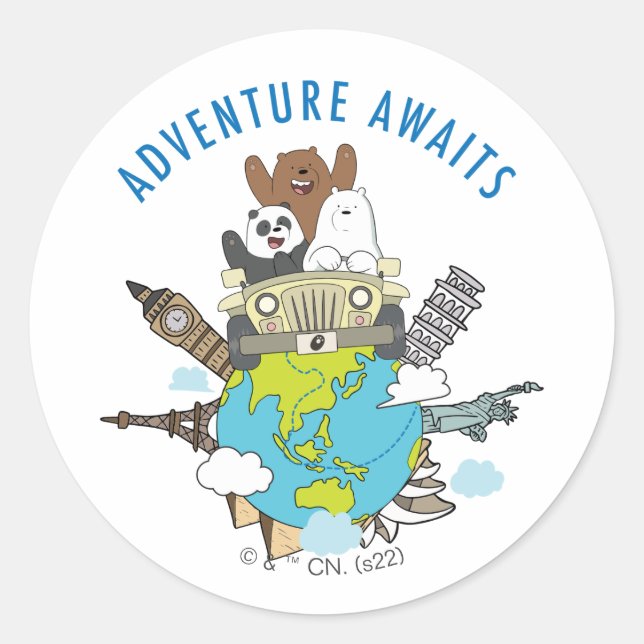 We Bare Bears - Adventure Awaits Classic Round Sticker (Front)