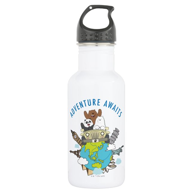 We Bare Bears - Adventure Awaits Stainless Steel Water Bottle (Front)