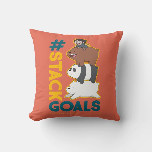 We Bare Bears and Chloe - #StackGoals Throw Pillow (Front)