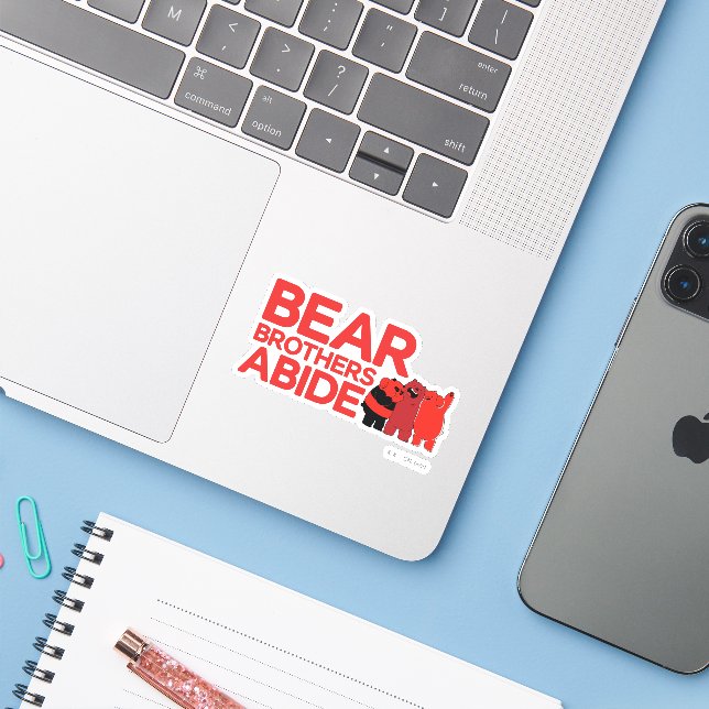 We Bare Bears - Bear Brothers Abide Sticker (Laptop w/ iPhone)