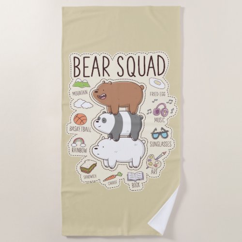We Bare Bears _ Bear Squad Journal Graphic Beach Towel
