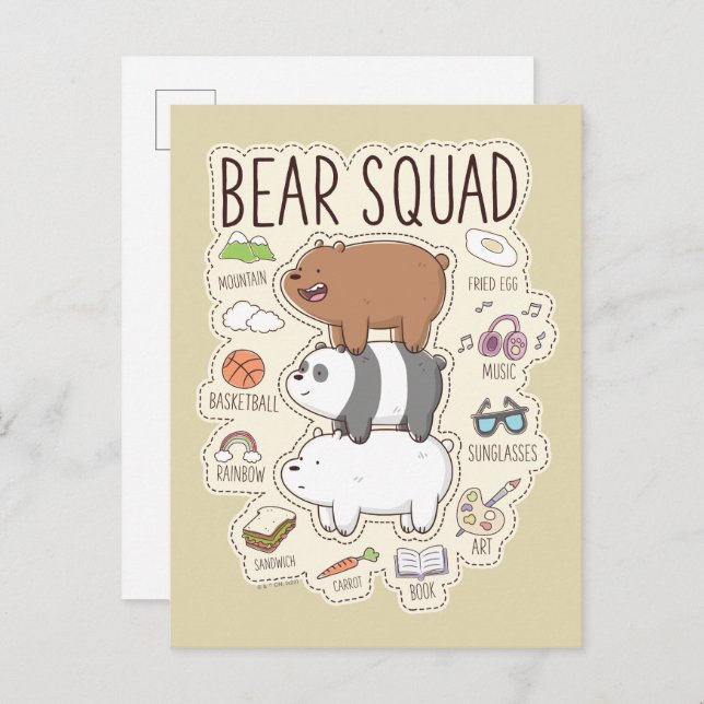 We Bare Bears - Bear Squad Journal Graphic Postcard (Front/Back)