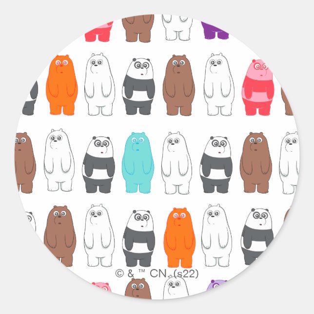 We Bare Bears Colorful Bear Pattern Classic Round Sticker (Front)