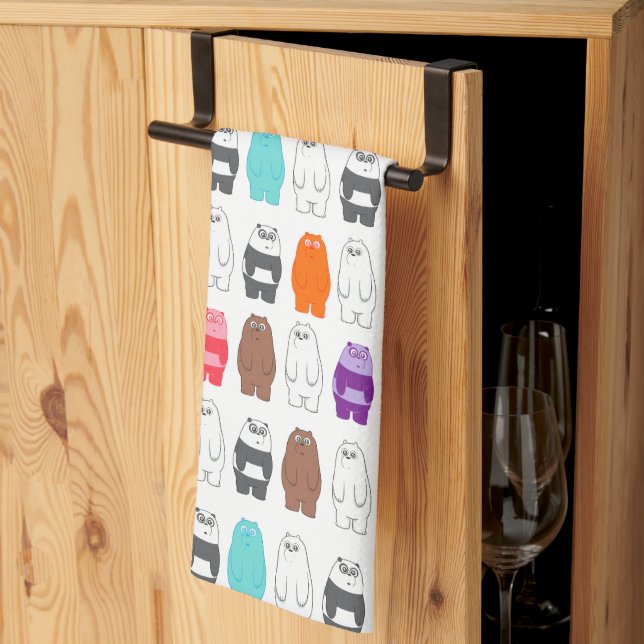 We Bare Bears Colorful Bear Pattern Kitchen Towel (Thirds Fold)