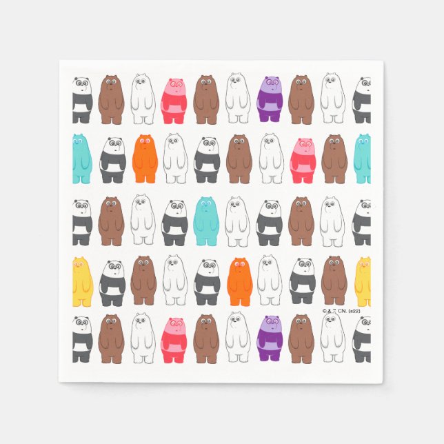 We Bare Bears Colorful Bear Pattern Napkins (Front)