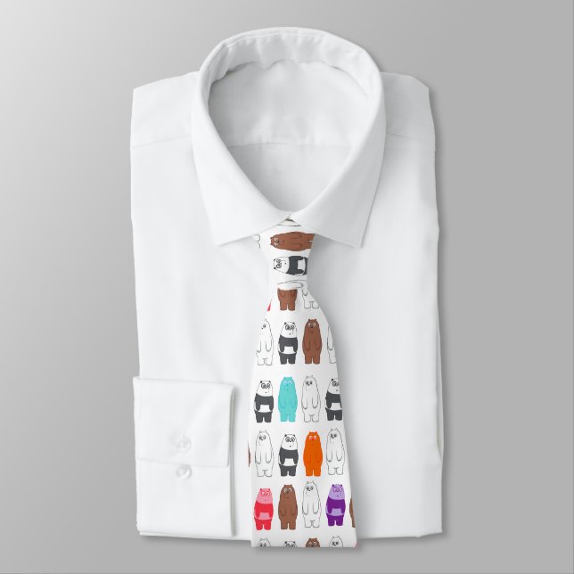 We Bare Bears Colorful Bear Pattern Neck Tie (Tied)