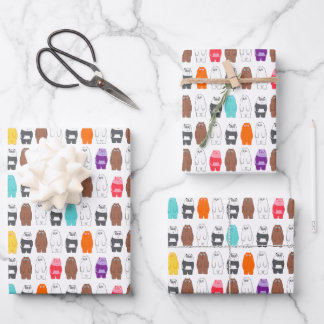 We Bare Bears Colorful Bear Pattern Wrapping Paper Sheets