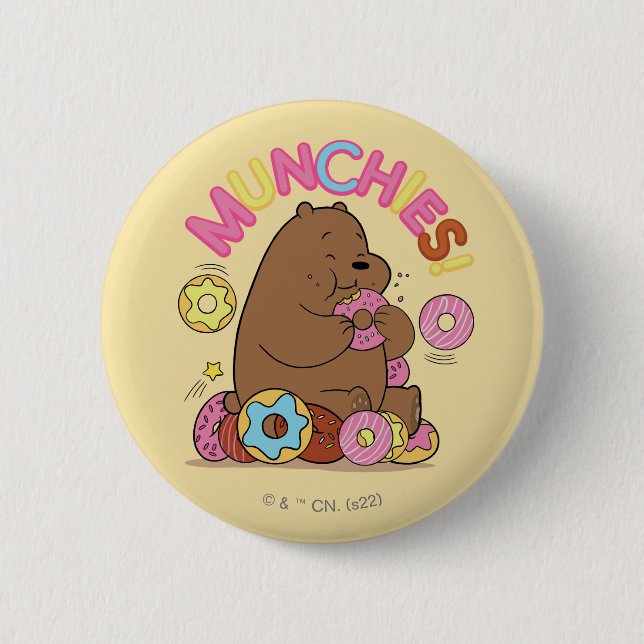 We Bare Bears - Grizz Donut Munchies! Button (Front)