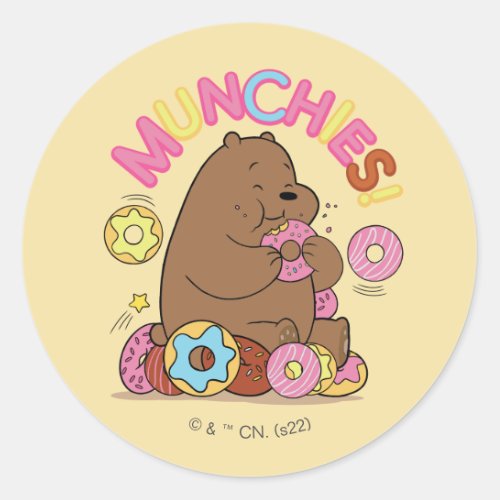 We Bare Bears _ Grizz Donut Munchies Classic Round Sticker