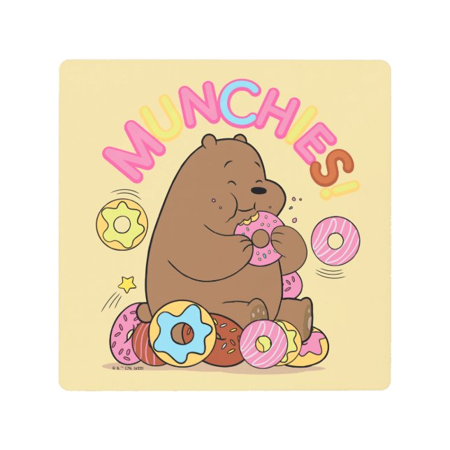 We Bare Bears - Grizz Donut Munchies! Metal Print (Front)