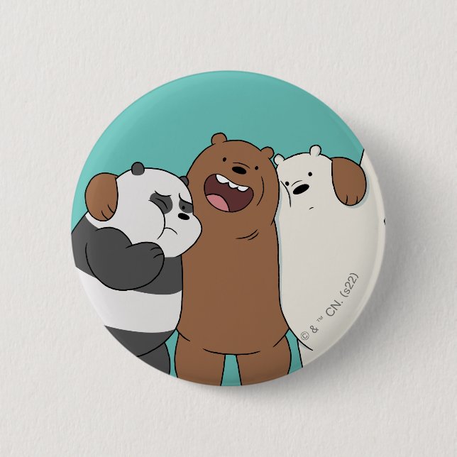 We Bare Bears Group Hug Button (Front)