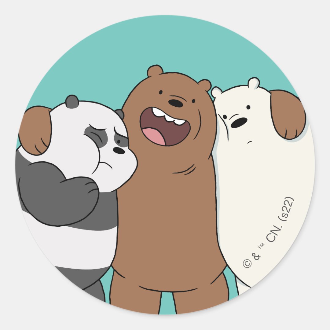 We Bare Bears Group Hug Classic Round Sticker Zazzle