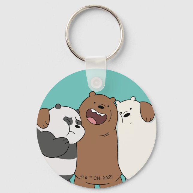 We Bare Bears Group Hug Keychain (Front)