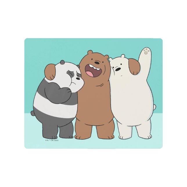 We Bare Bears Group Hug Metal Print (Front)