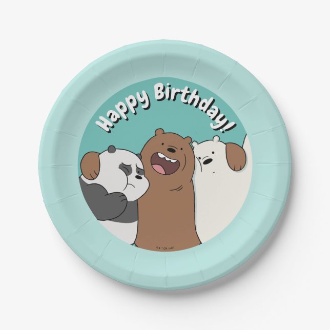 We Bare Bears Group Hug Paper Plates (Front)