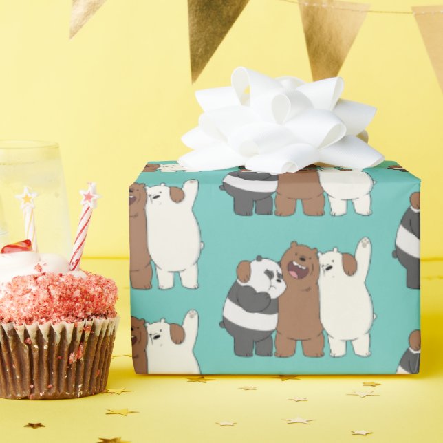 We Bare Bears Group Hug Wrapping Paper (Birthday Party)