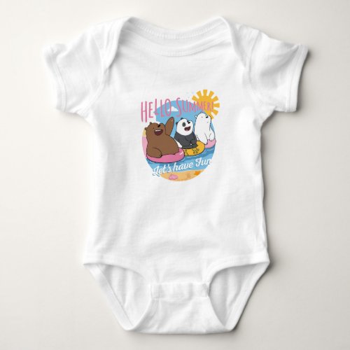 We Bare Bears _ Hello Summer Lets Have Fun Baby Bodysuit