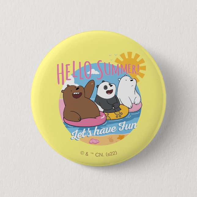 We Bare Bears - Hello Summer! Let's Have Fun Button (Front)