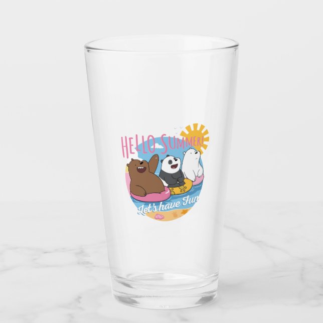 We Bare Bears - Hello Summer! Let's Have Fun Glass (Front)