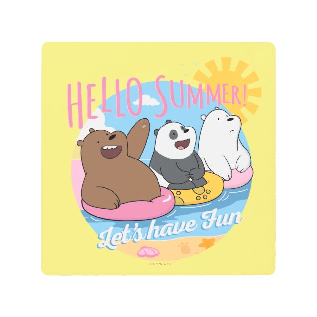We Bare Bears - Hello Summer! Let's Have Fun Metal Print (Front)