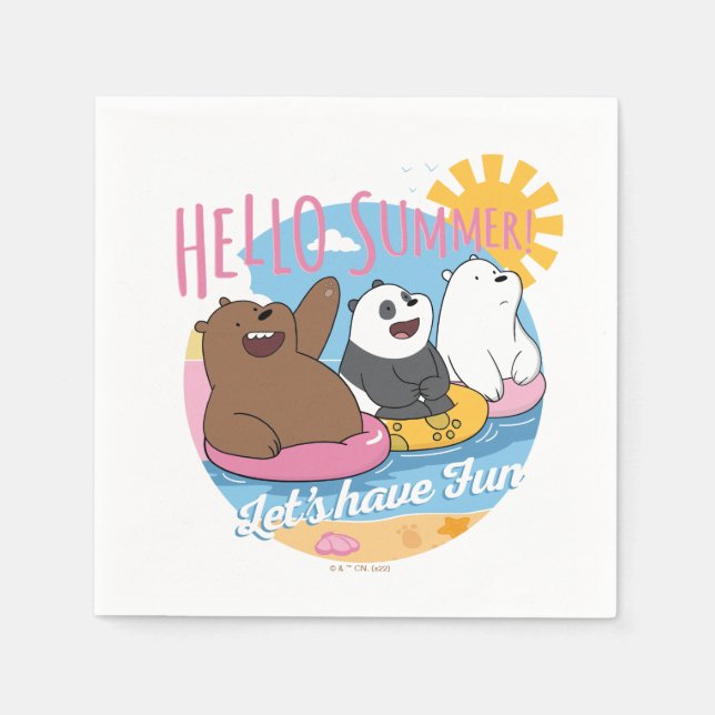 We Bare Bears - Hello Summer! Let's Have Fun Napkins (Front)