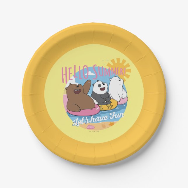 We Bare Bears - Hello Summer! Let's Have Fun Paper Plates (Front)