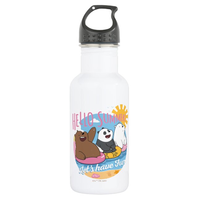We Bare Bears - Hello Summer! Let's Have Fun Stainless Steel Water Bottle (Front)