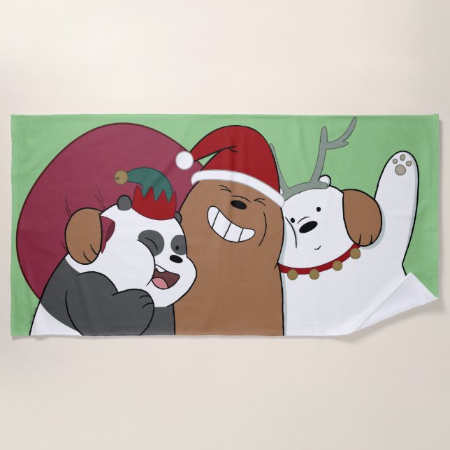 We Bare Bears - Season's Greetings Beach Towel (Front)