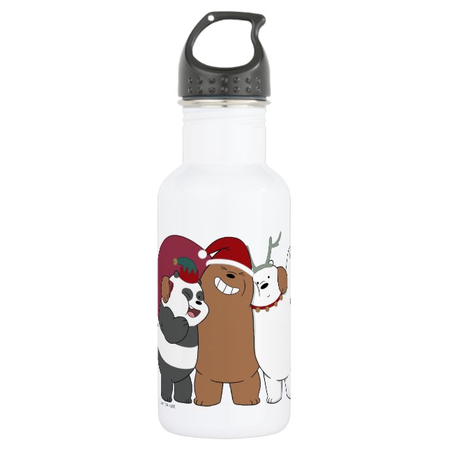 We Bare Bears - Season's Greetings Stainless Steel Water Bottle (Front)