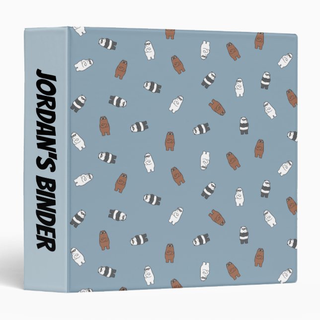 We Bare Bears - Sunglass Bears Pattern 3 Ring Binder (Front/Spine)