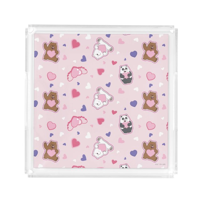 We Bare Bears - Valentine Hearts Pattern Acrylic Tray (Front)