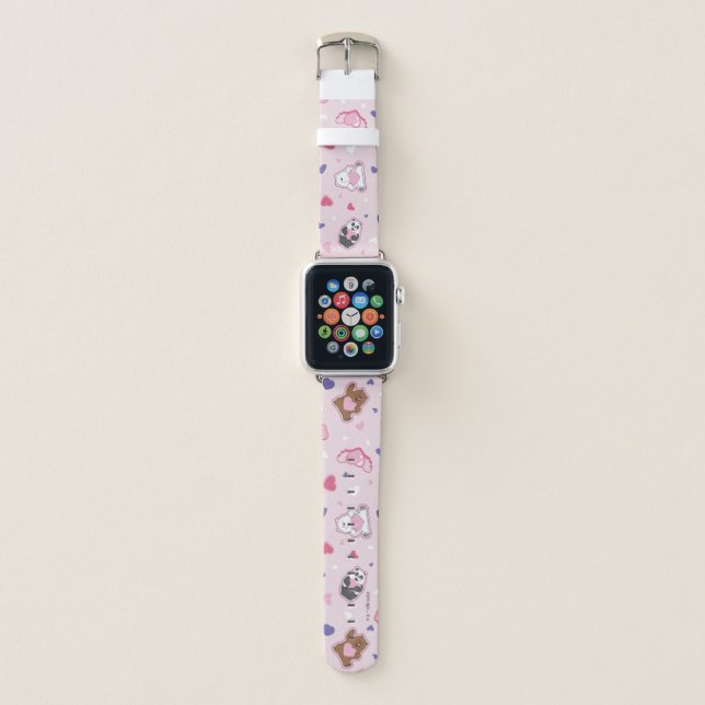 We Bare Bears - Valentine Hearts Pattern Apple Watch Band (Front)