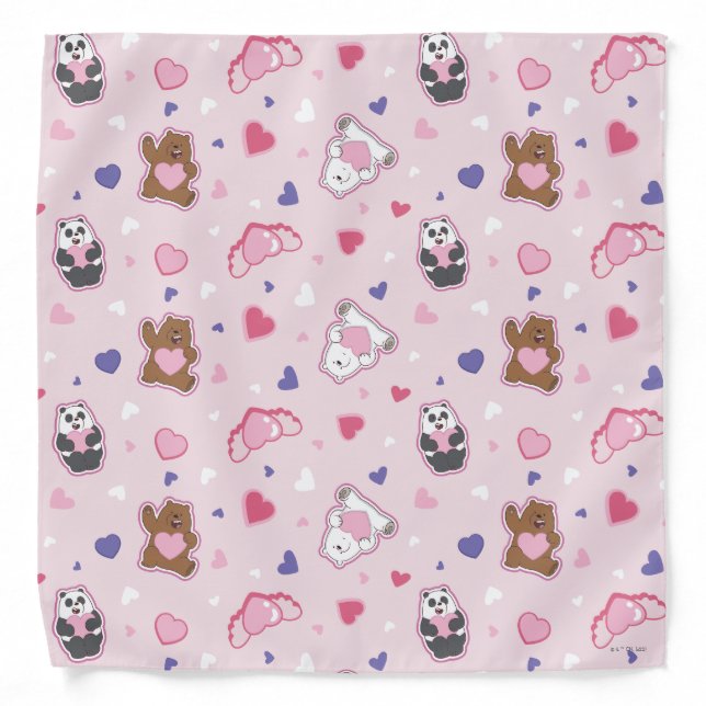 We Bare Bears - Valentine Hearts Pattern Bandana (Front)