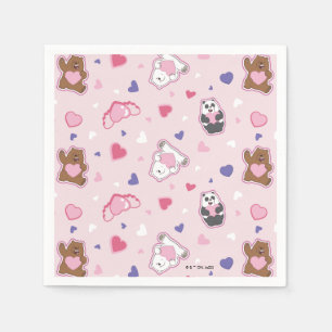 We Bare Bears - Valentine Hearts Pattern Napkins